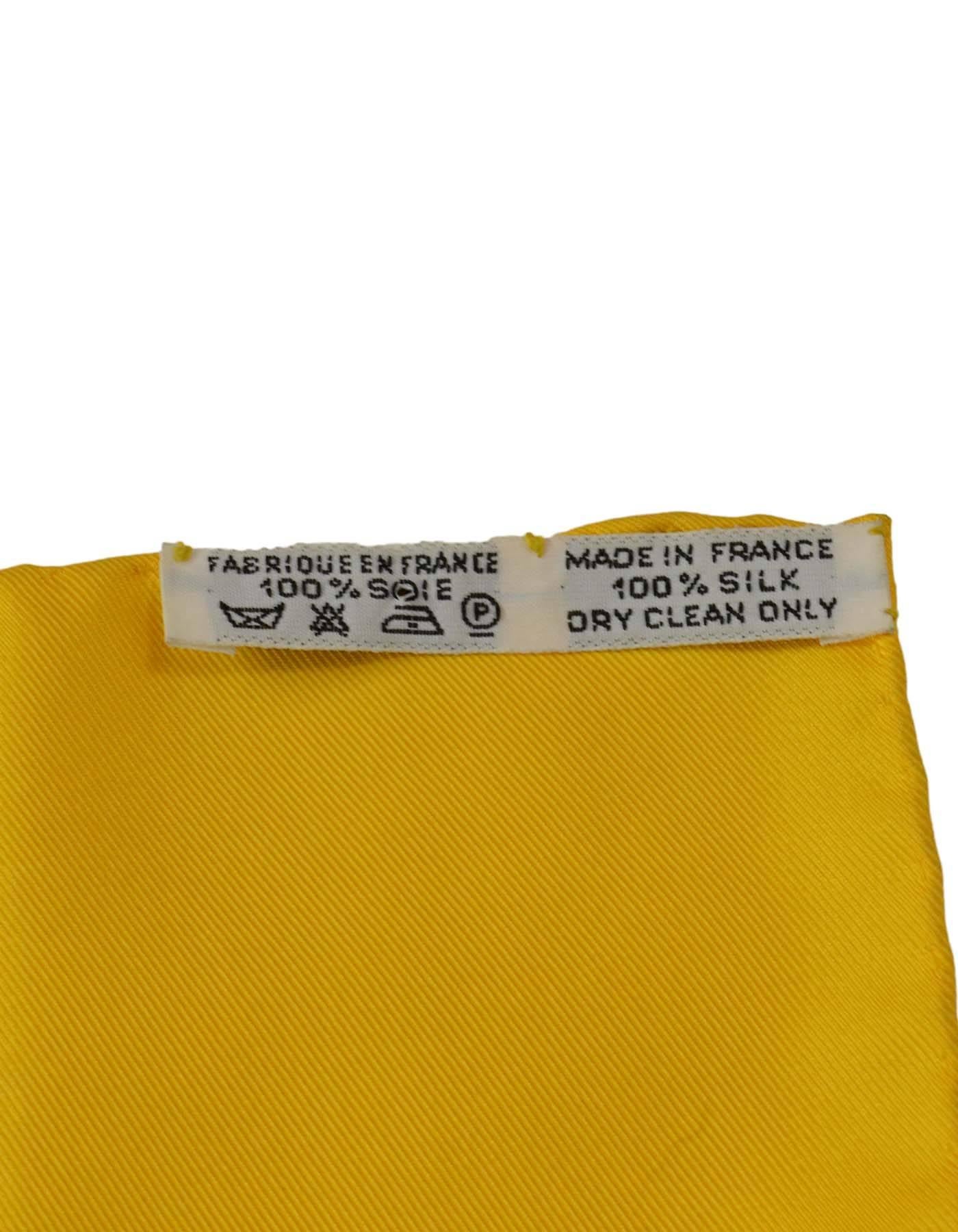 Hermes Yellow 'Pourvu Qu'On Ait L'Ivresse' Silk 90cm Scarf 2