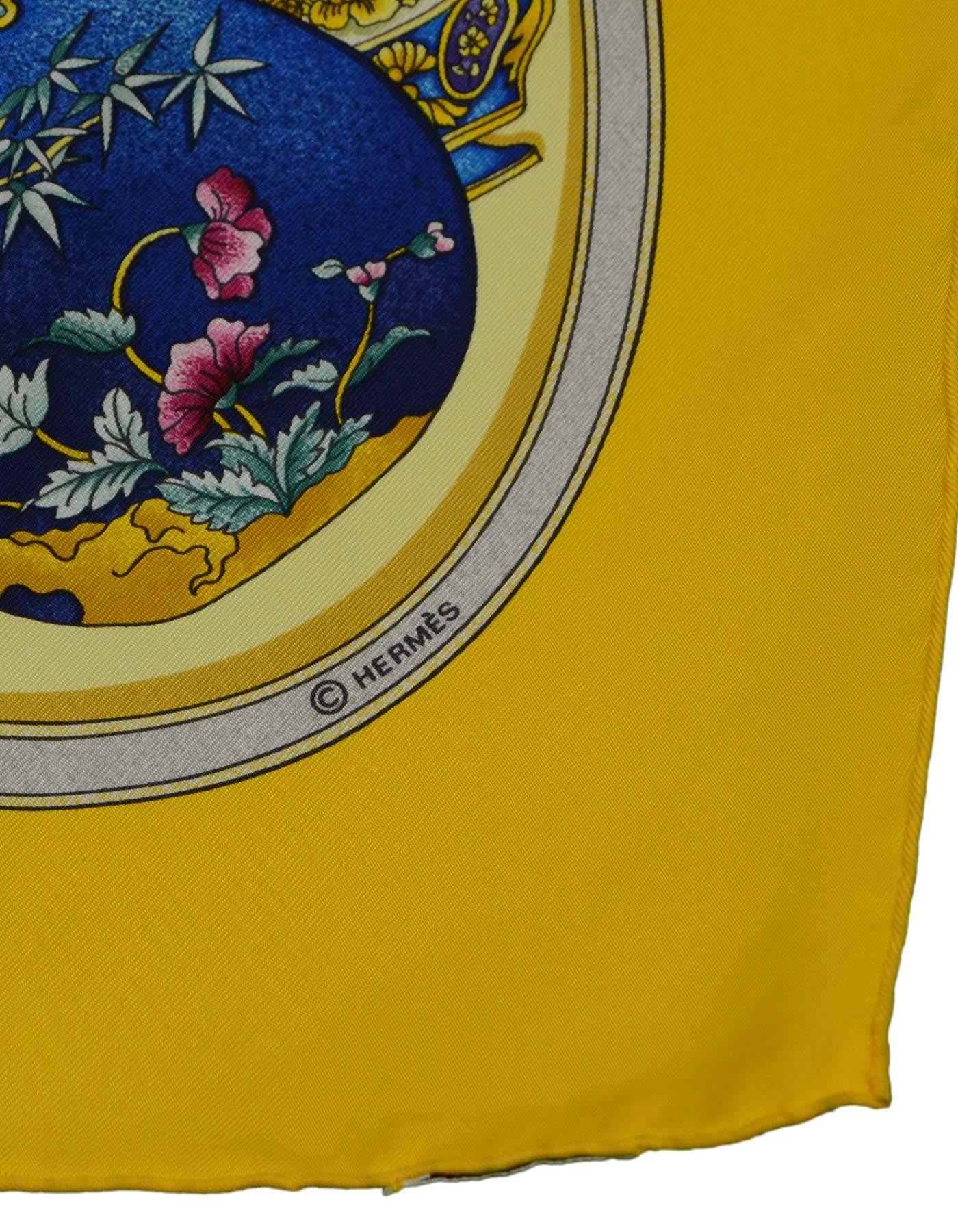 Women's Hermes Yellow 'Pourvu Qu'On Ait L'Ivresse' Silk 90cm Scarf