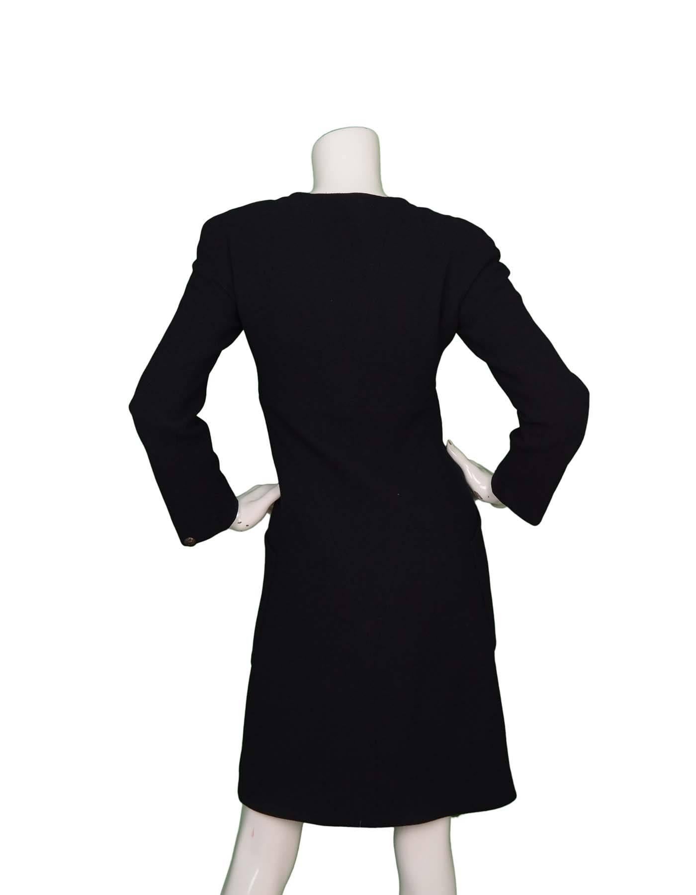 Black Chanel Vintage '97 Navy Wool Long Sleeve Dress sz 38