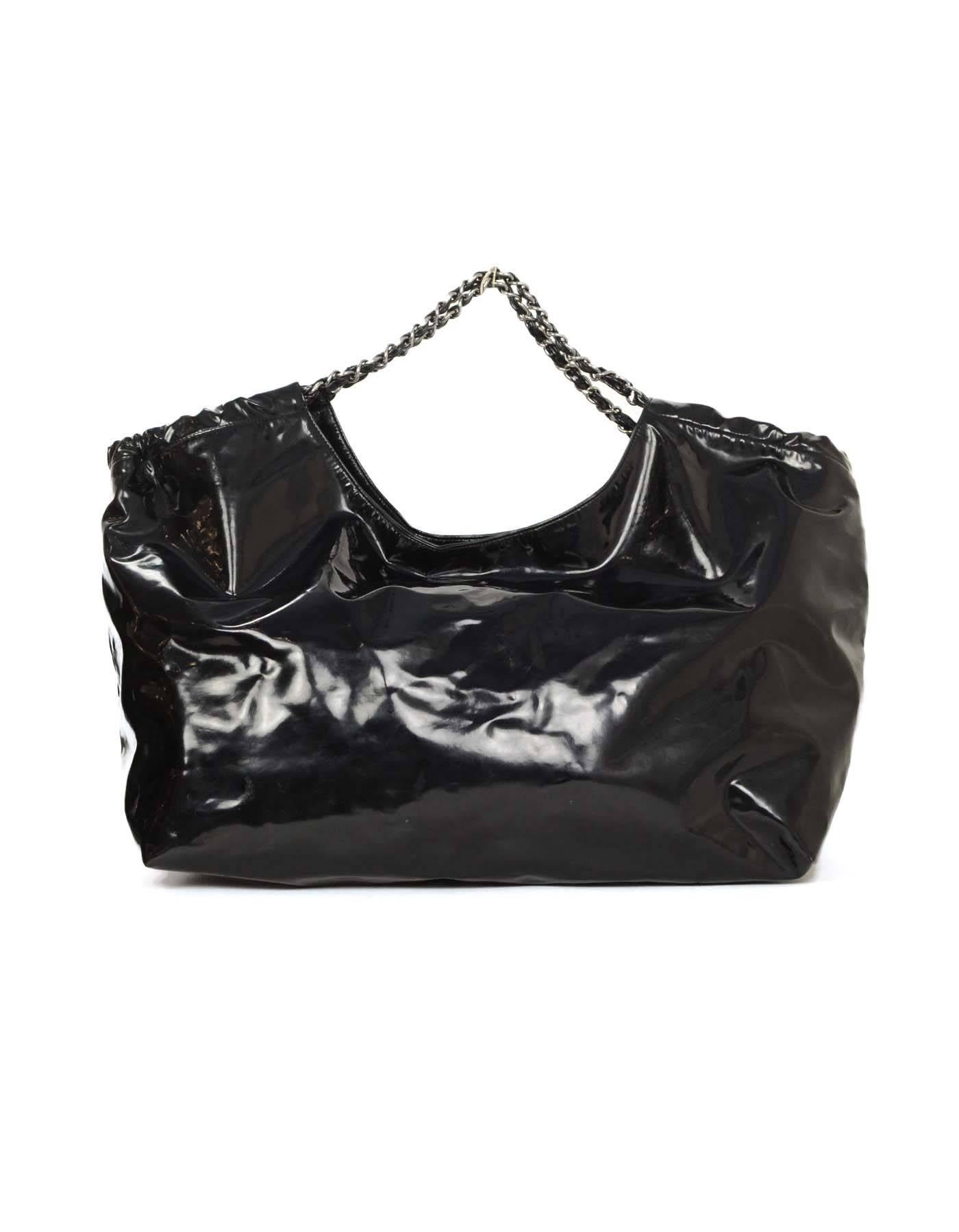 Chanel Schwarze Vinyl XL Coco Cabas Tragetasche  SHW im Zustand „Hervorragend“ in New York, NY