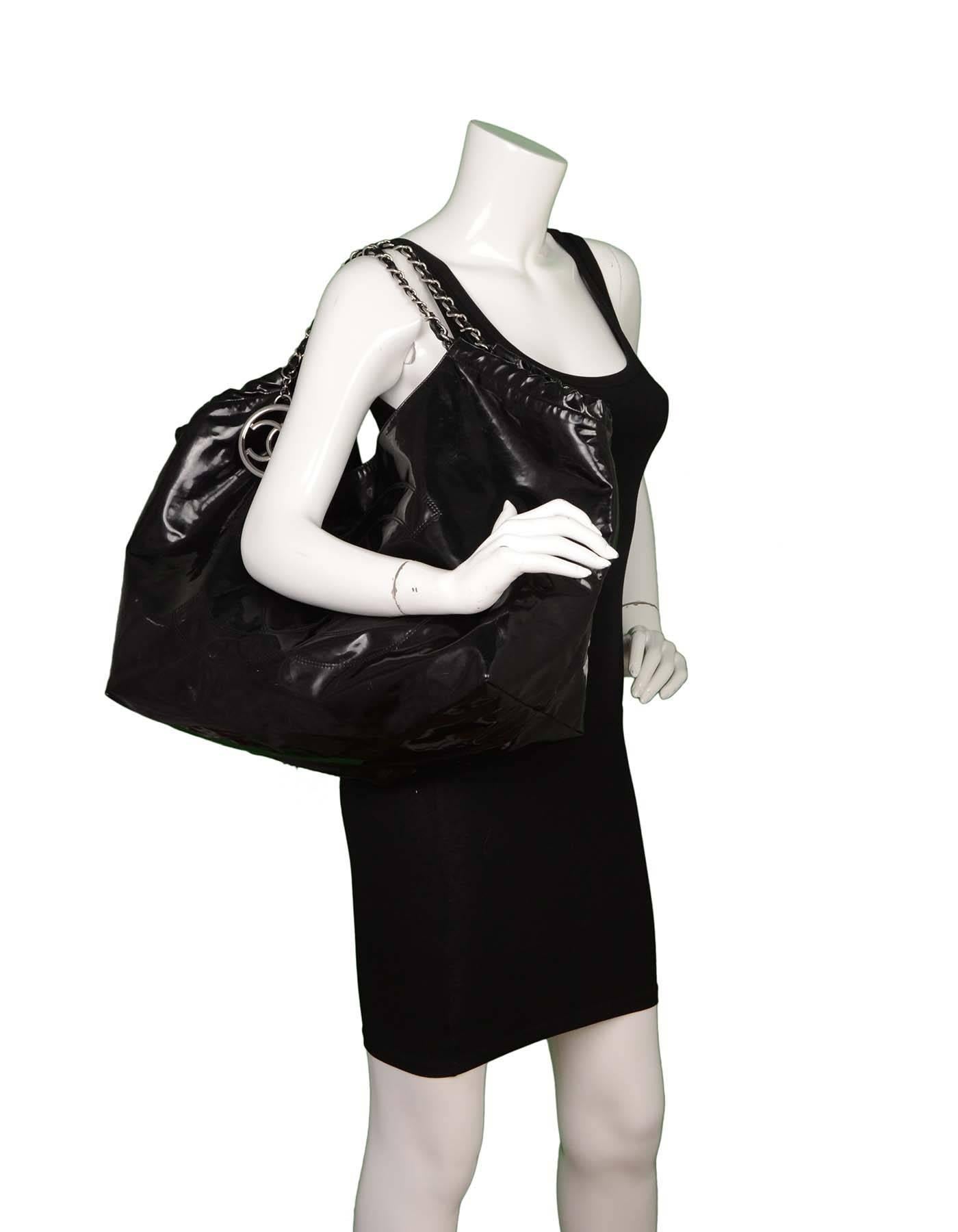 Chanel Schwarze Vinyl XL Coco Cabas Tragetasche  SHW 5