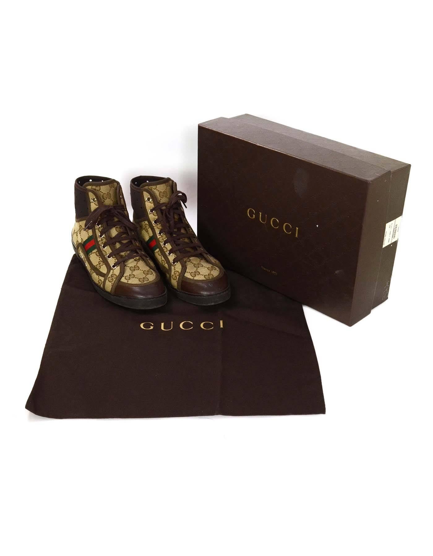 Gucci Monogram Tan & Brown High Top Sneakers sz 37.5 3