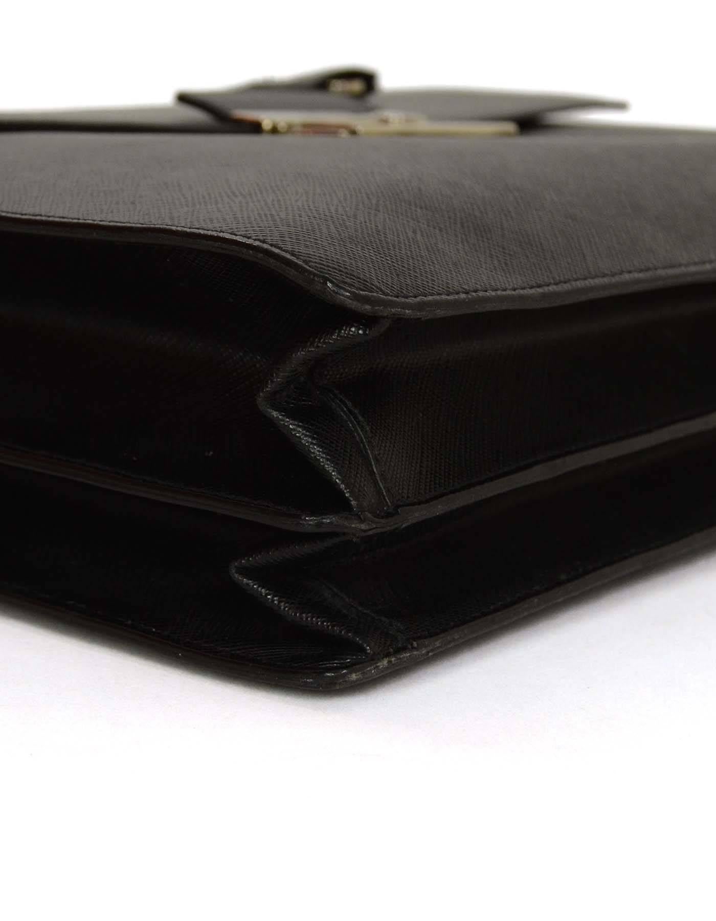 Women's or Men's Prada Black Saffiano Leather Briefcase SHW