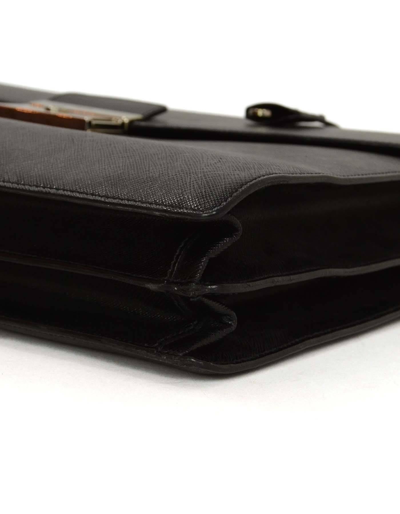 Prada Black Saffiano Leather Briefcase SHW 1