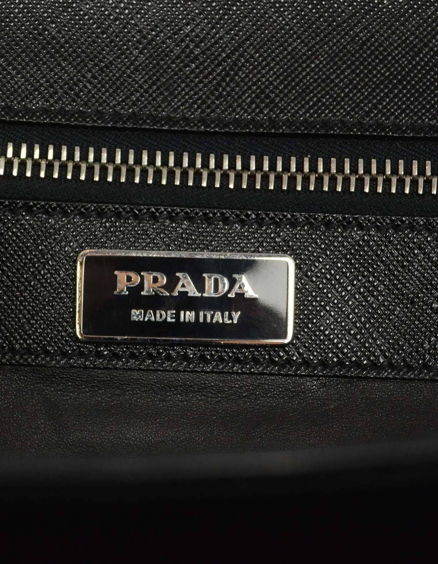Prada Black Saffiano Leather Briefcase SHW 3