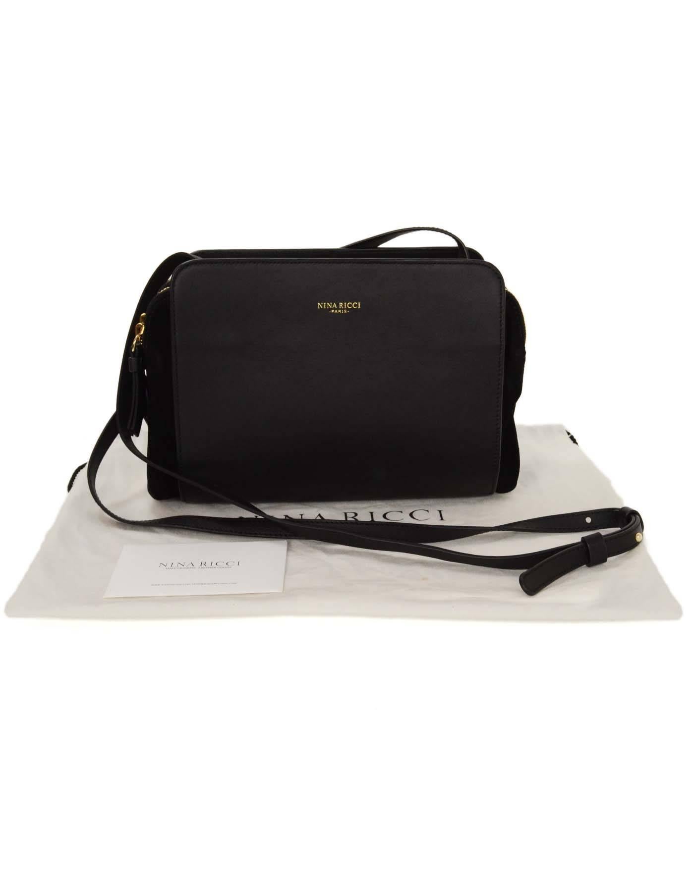Nina Ricci Black Leather& Suede Crossbody Bag GHW 3