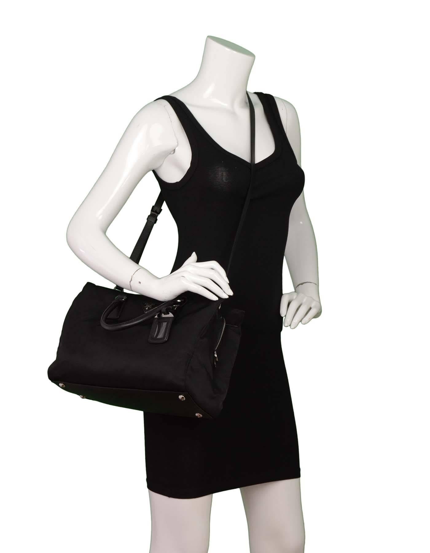 Prada BN2300 Black Nylon Tote Crossbody Bag SHW 6