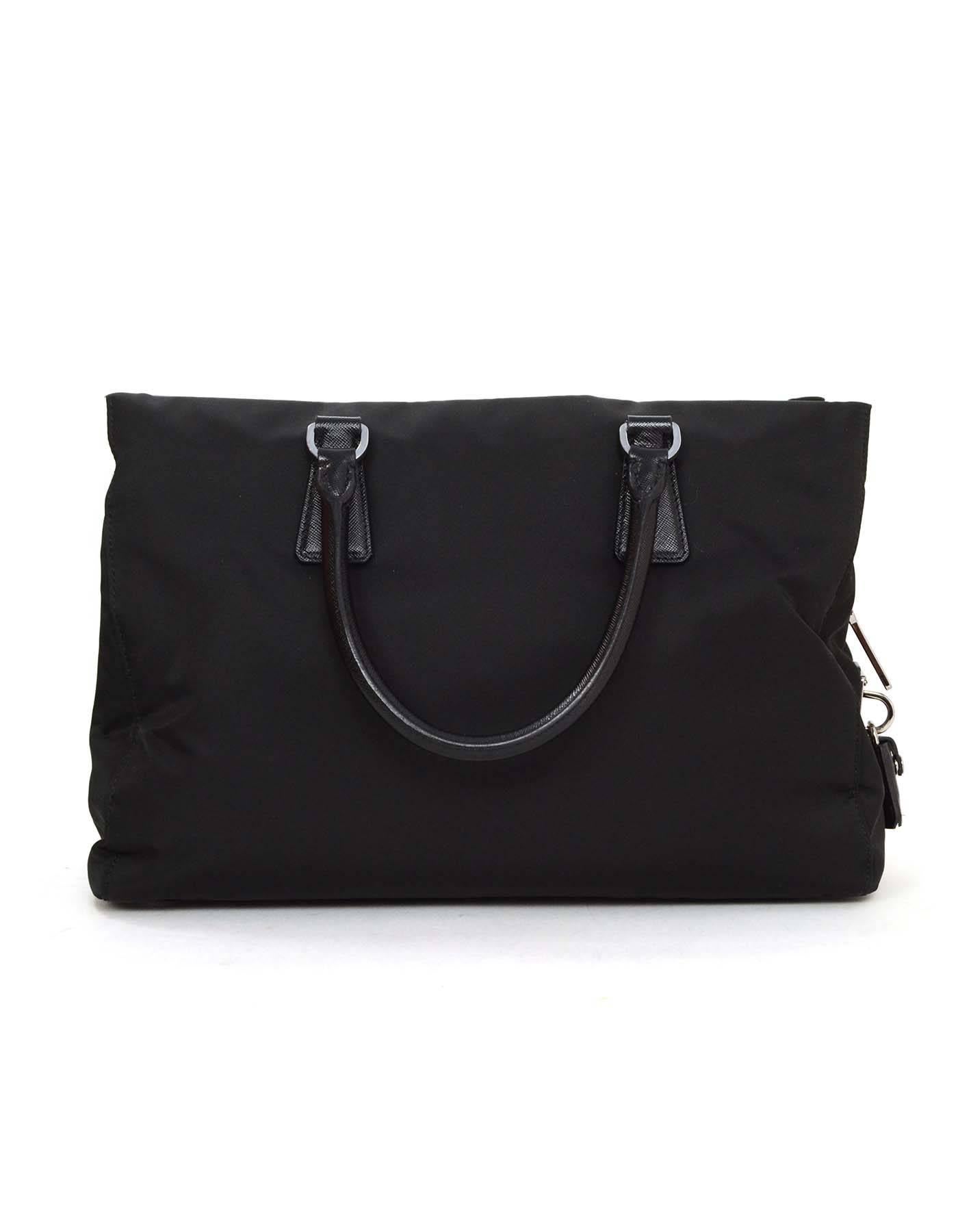 Prada BN2300 Black Nylon Tote Crossbody Bag SHW In Excellent Condition In New York, NY