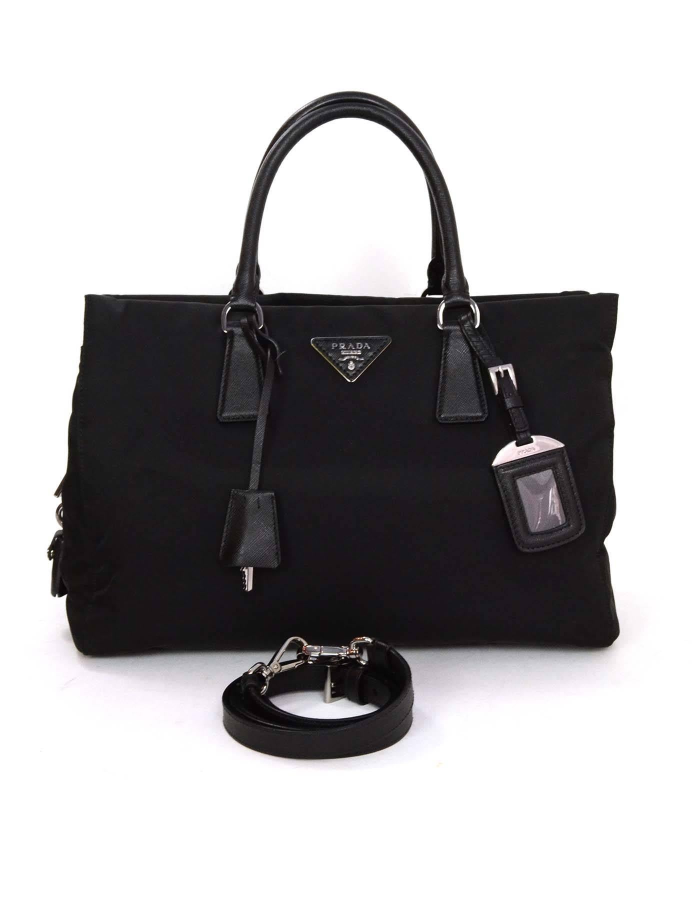 Prada BN2300 Black Nylon Tote Crossbody Bag SHW 5