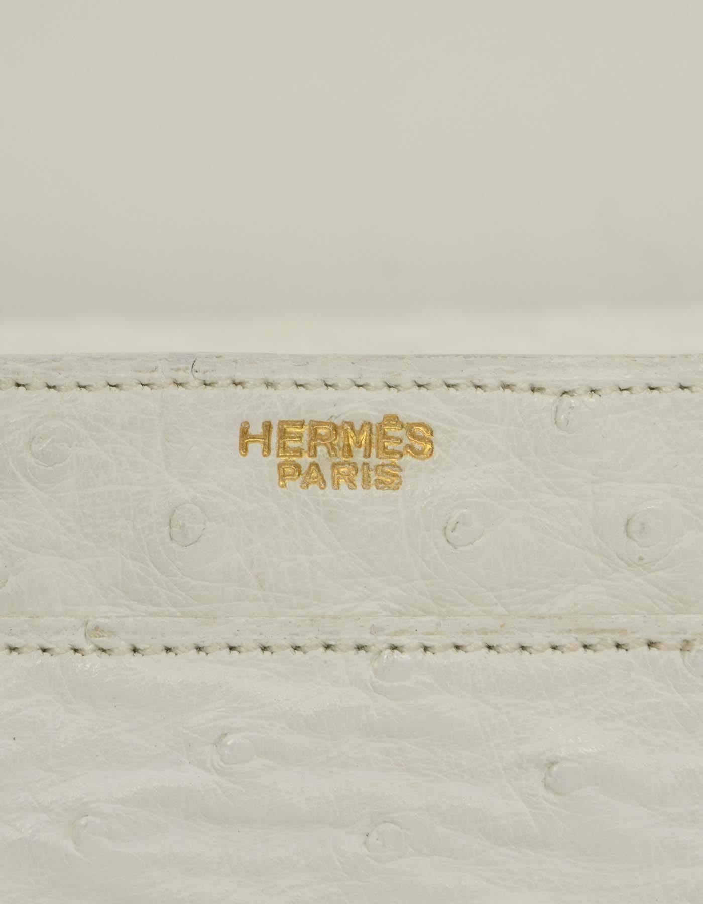 Hermes Vintage White Ostrich Piano Flap Bag GHW 3