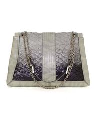 Fendi Grey Ombre Puckered Leather Flap Bag SHW