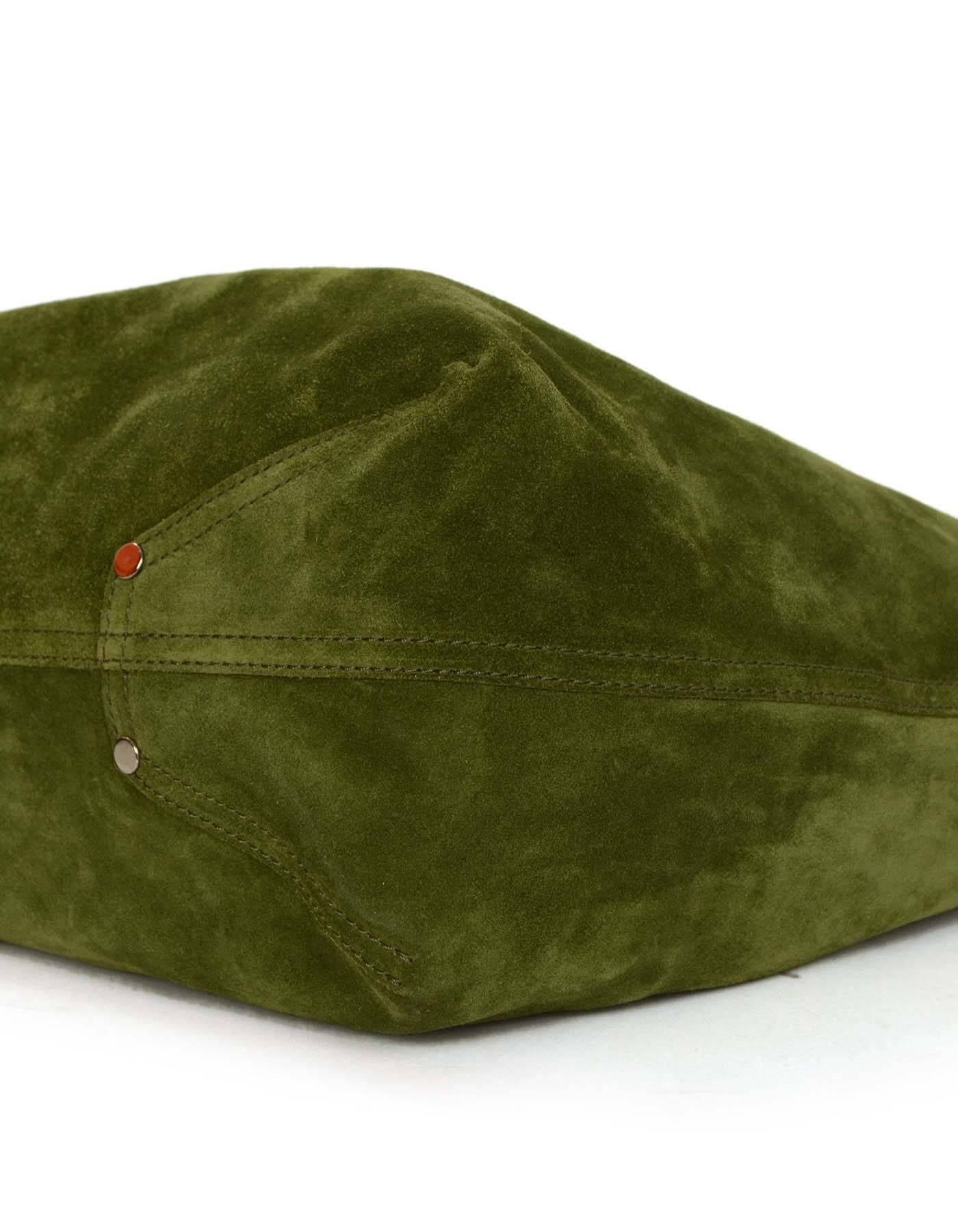 green suede tote bag