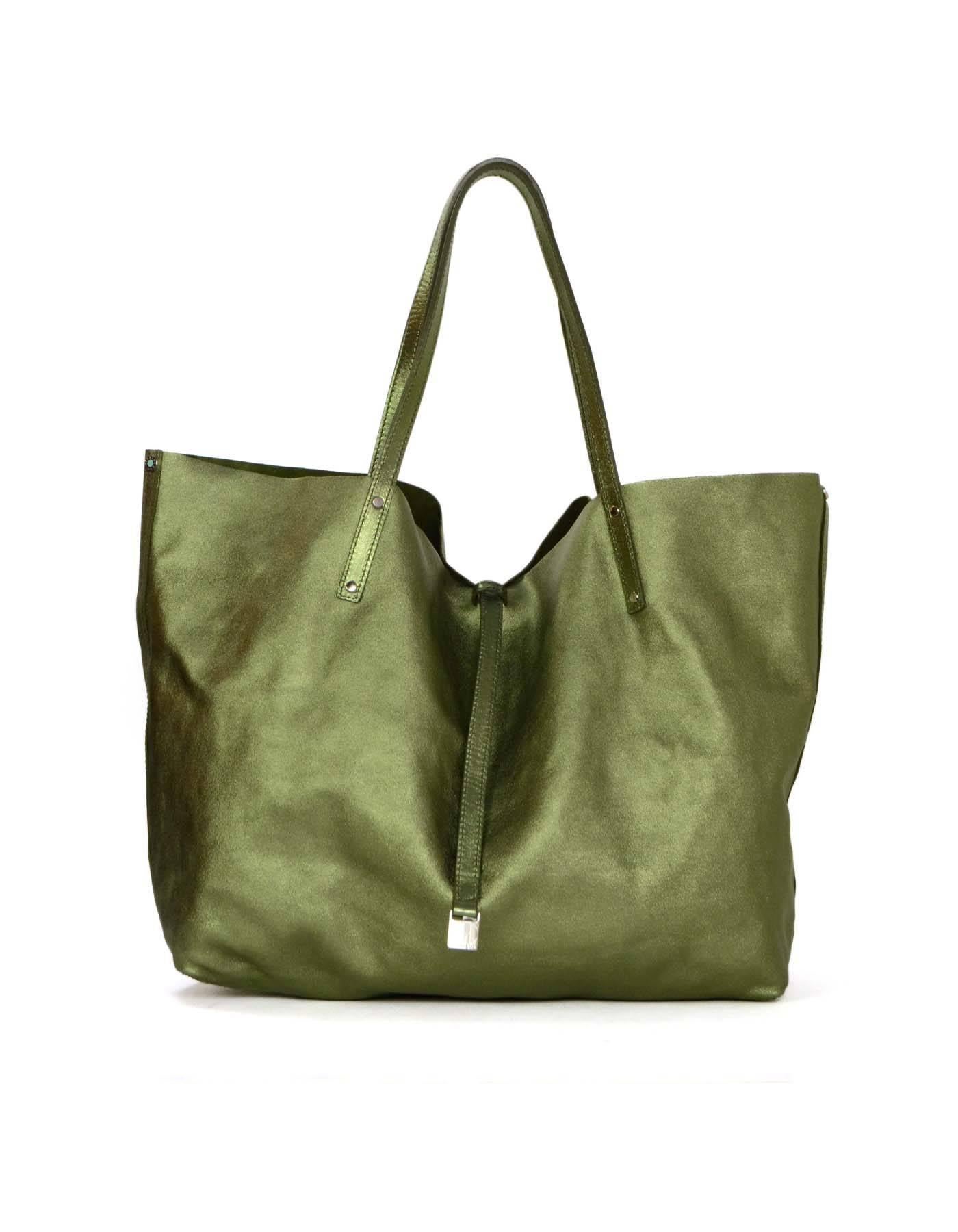 Tiffany and Co. Metallic Green Leather and Army Green Suede Reversible ...