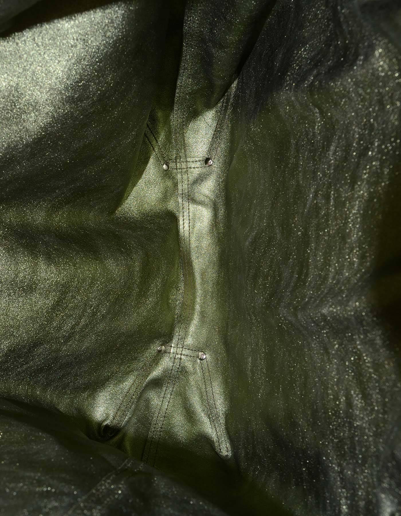 Brown Tiffany & Co. Metallic Green Leather & Army Green Suede Reversible Tote Bag SHW