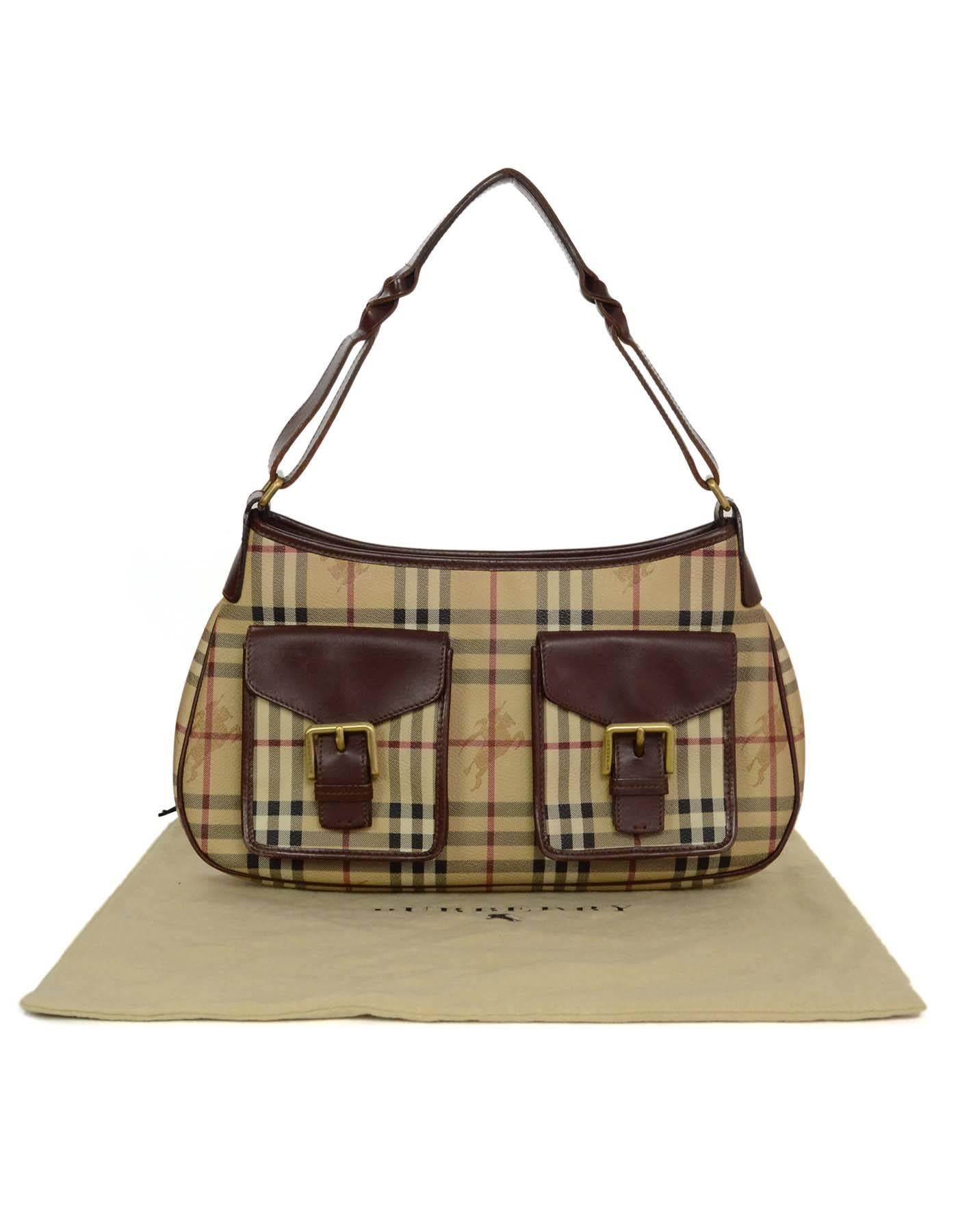 Burberry London Nova Plaid Coated Canvas & Leather Shoulder Bag GHW 2