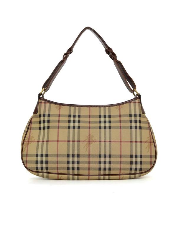 Burberry London Nova Plaid Coated Canvas and Leather Shoulder Bag GHW