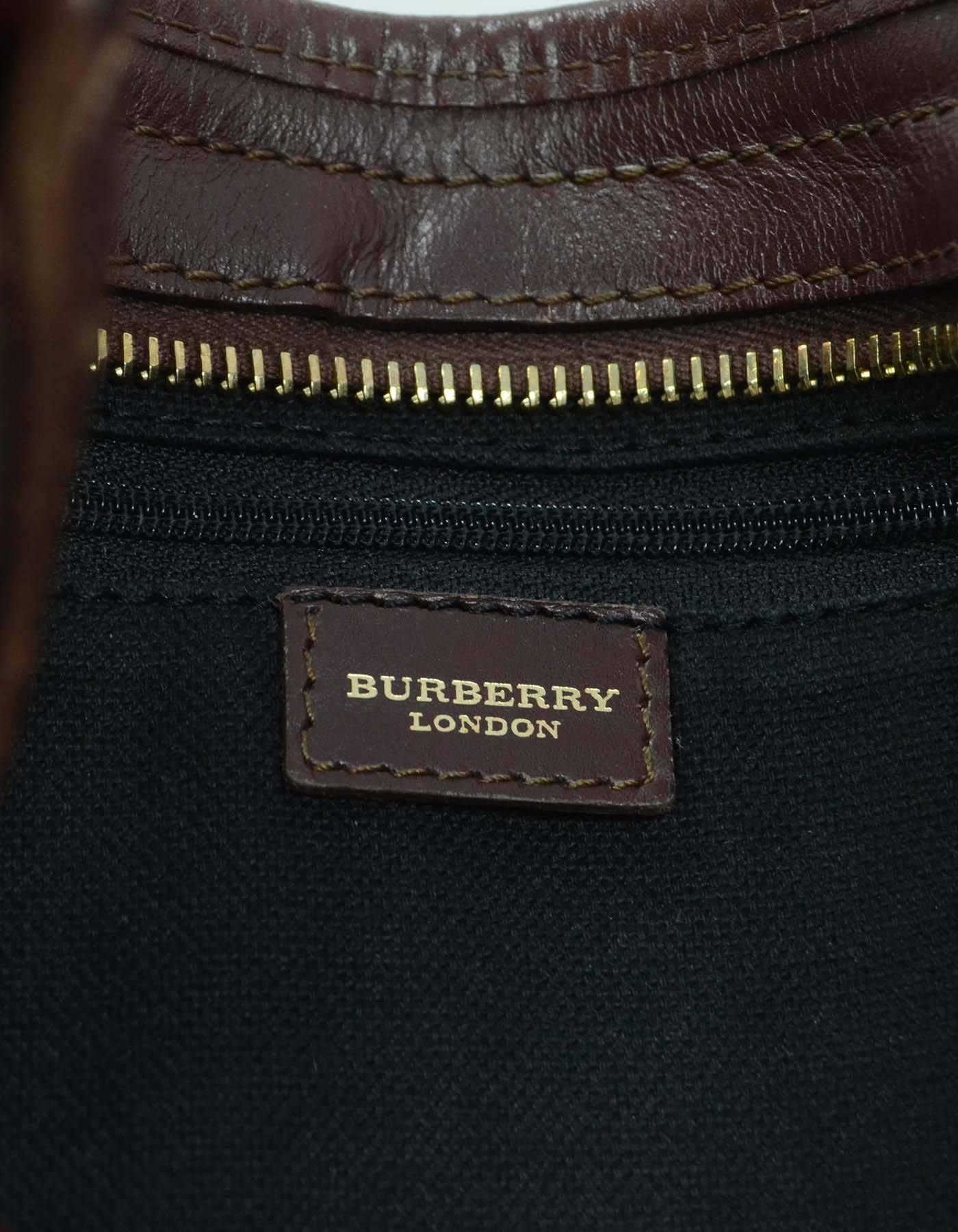 Women's Burberry London Nova Plaid Coated Canvas & Leather Shoulder Bag GHW