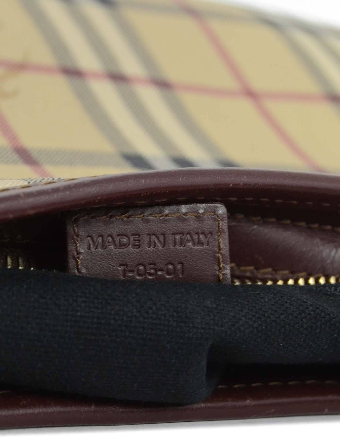 Burberry London Nova Plaid Coated Canvas & Leather Shoulder Bag GHW 1