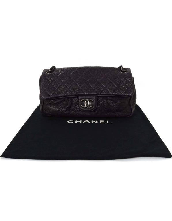 Chanel Plum Quilted Distressed Leather Flap Bag RHW For Sale at 1stDibs