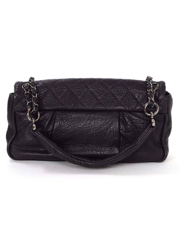 Chanel Plum Quilted Distressed Leather Flap Bag RHW For Sale at 1stDibs