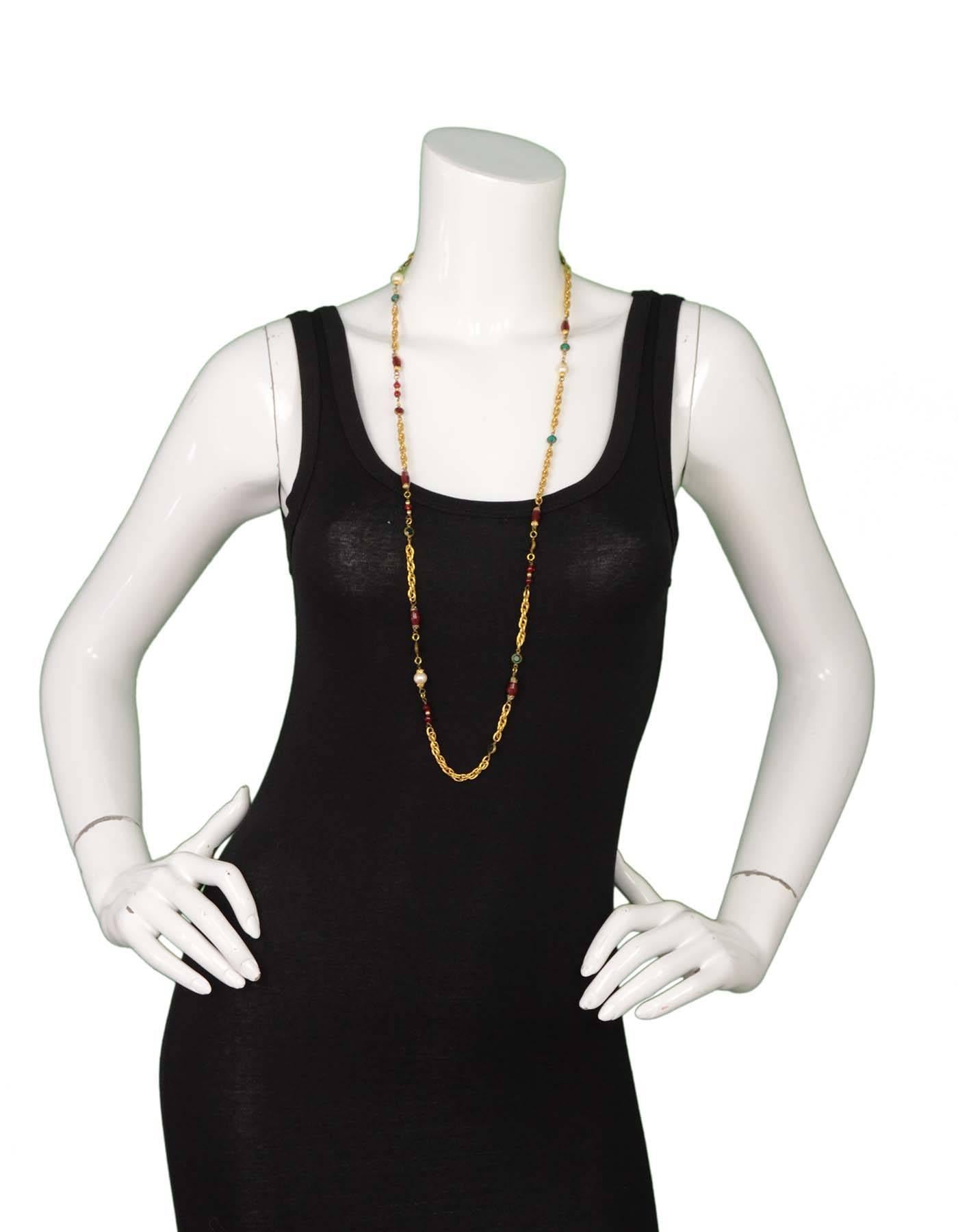 Chanel Vintage '84 Gripoix & Pearl Long Strand Chain Link Necklace 1
