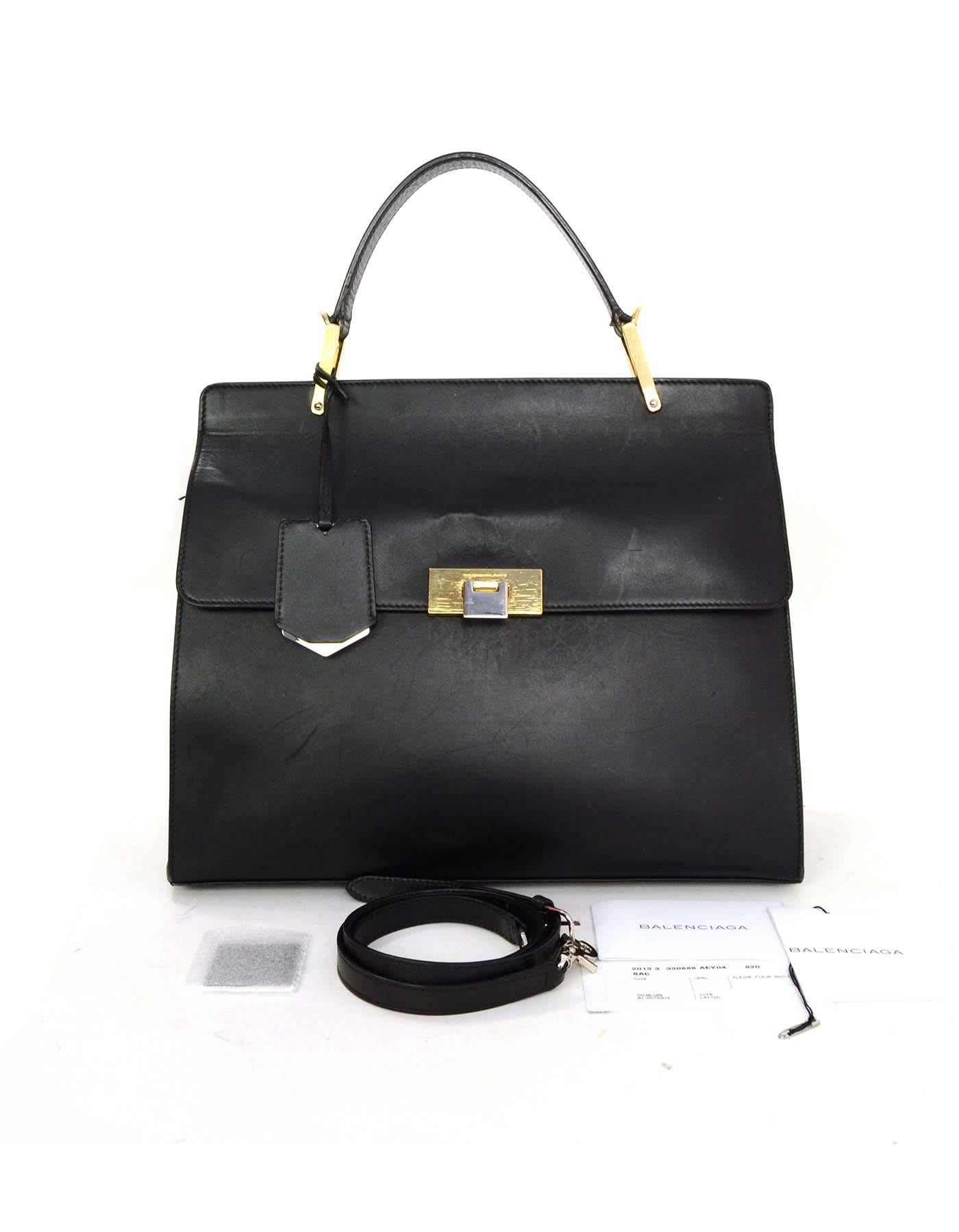 Balenciaga Black Calfskin Leather Le Dix Cartable M Satchel Bag GHW 5