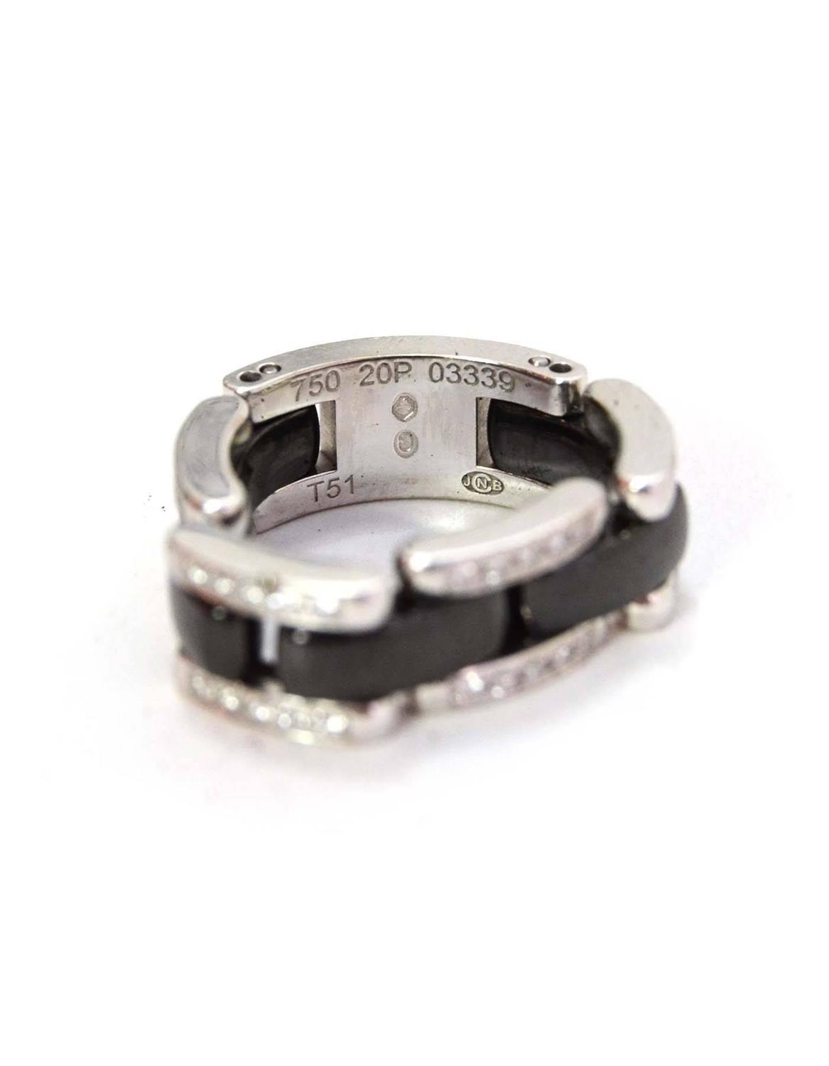 Chanel 18k Gold and Diamond Black Ceramic Medium Ultra Ring sz 6 rt