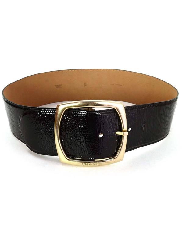 Chanel Black Patent Leather Extra Wide Belt sz 85 at 1stDibs  display picture 1