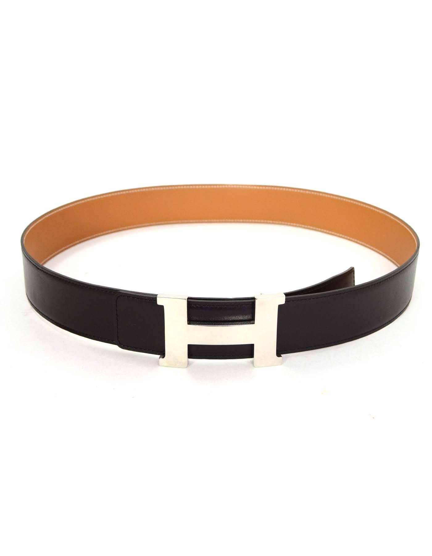 Brown Hermes Black & Tan 42mm Palladium Constance H Belt Kit sz 95cm