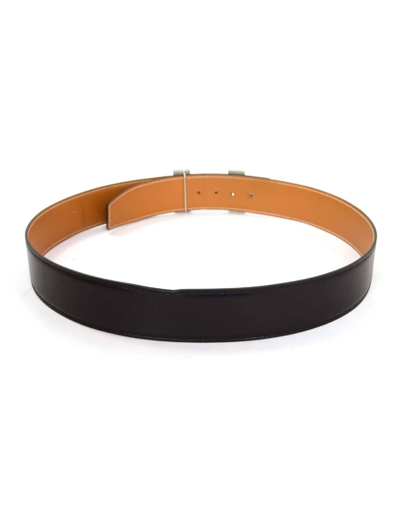 Hermes Black & Tan 42mm Palladium Constance H Belt Kit sz 95cm In New Condition In New York, NY