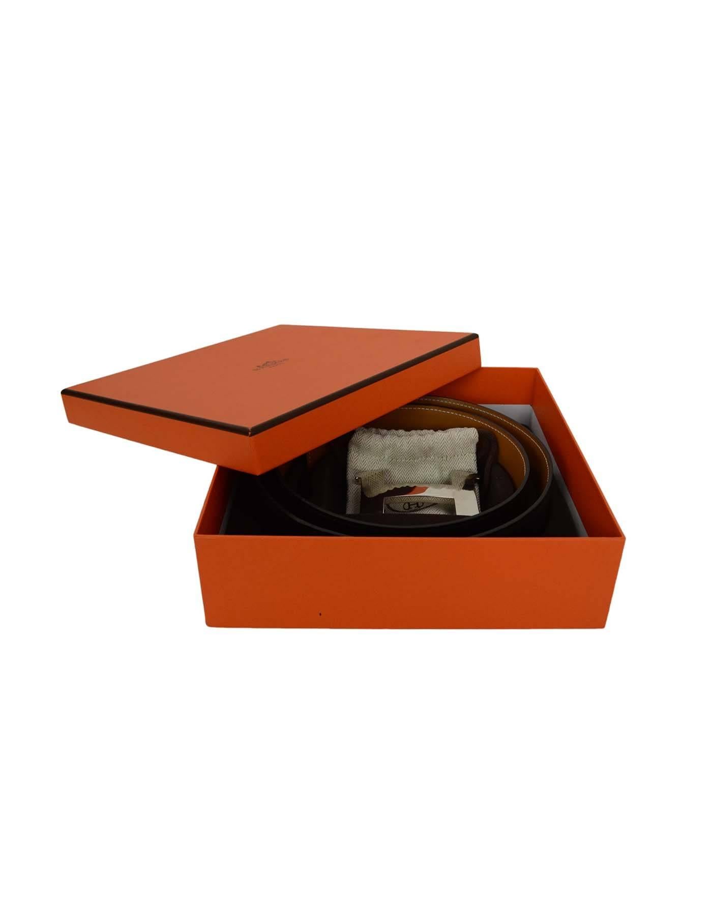 Hermes Black & Tan 42mm Palladium Constance H Belt Kit sz 95cm 2