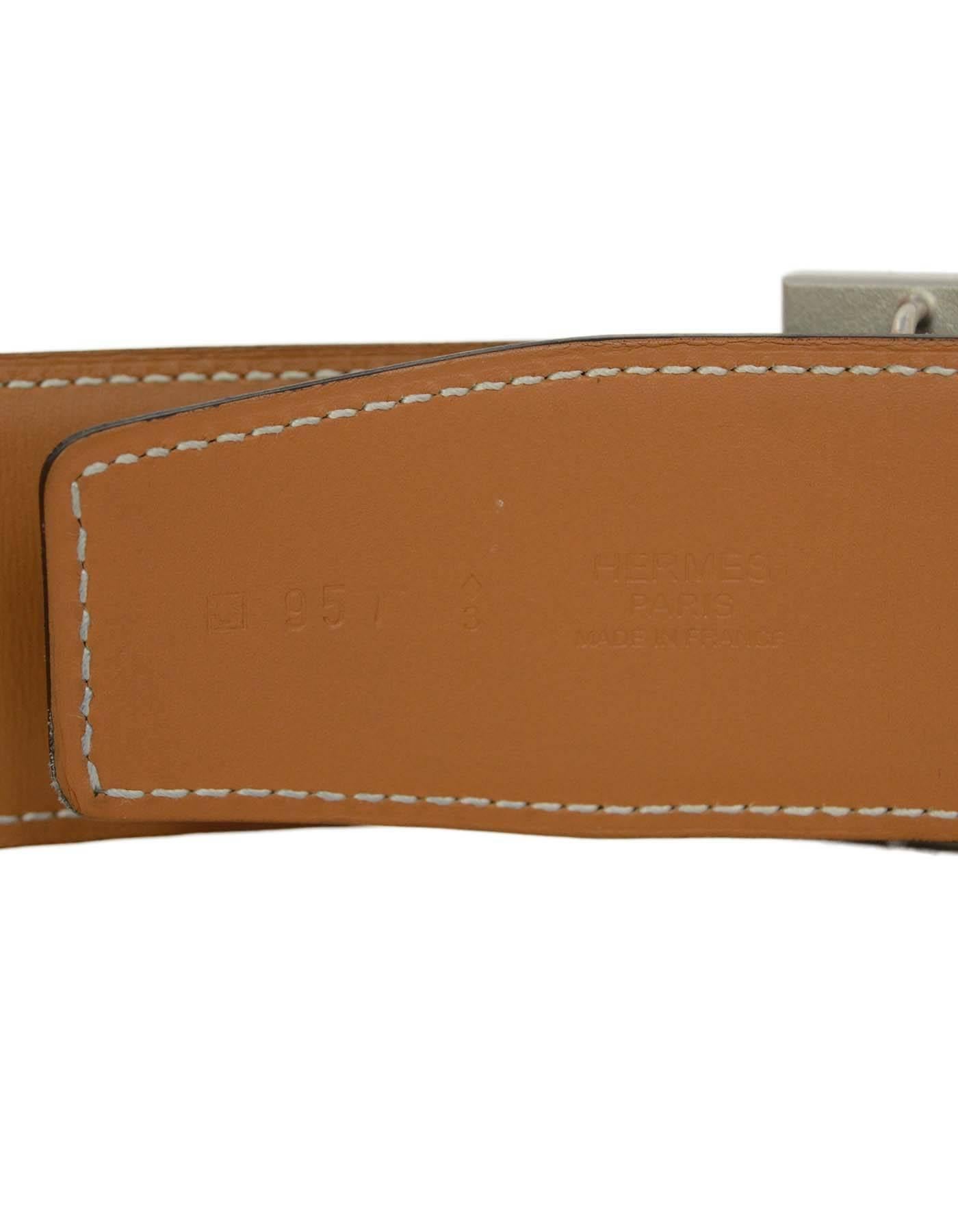 Hermes Black & Tan 42mm Palladium Constance H Belt Kit sz 95cm 1