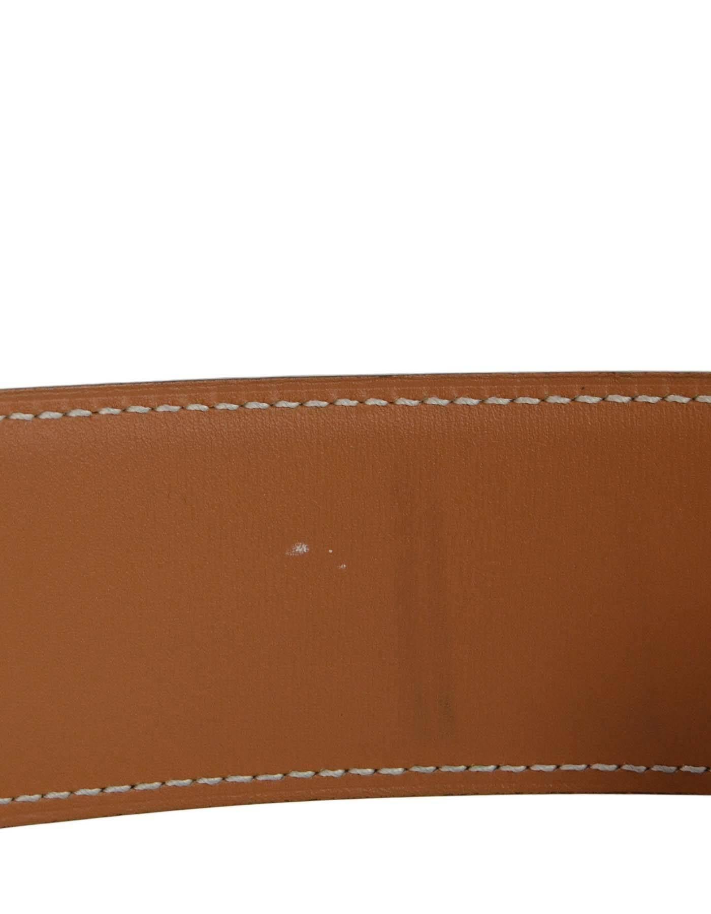 Women's or Men's Hermes Black & Tan 42mm Palladium Constance H Belt Kit sz 95cm