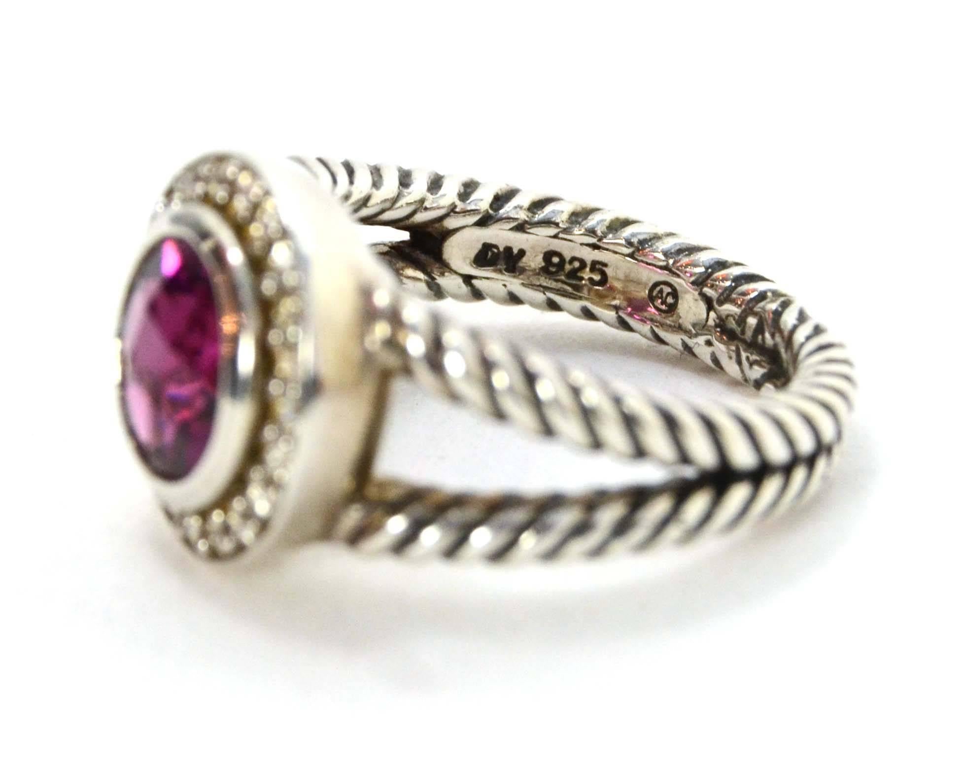 David Yurman Diamond & Sterling Cerise Ring sz 6 In Excellent Condition In New York, NY