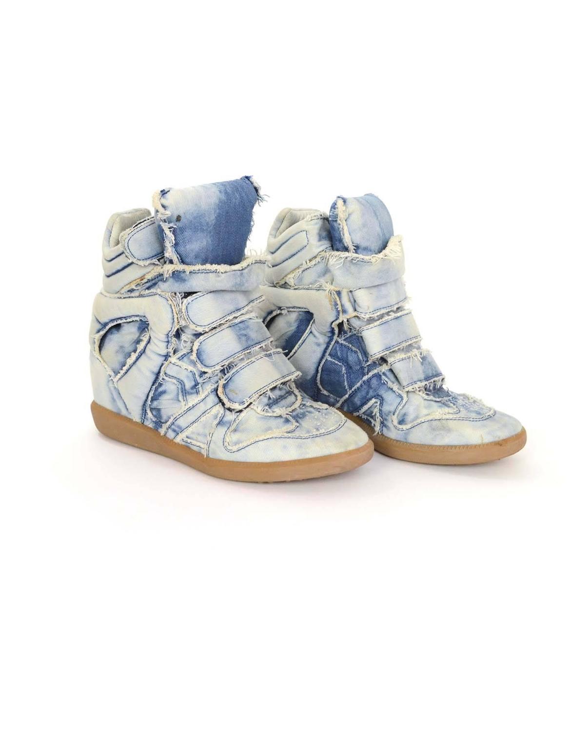 Isabel Marant Blue Denim Bekket Sneakers sz 37 For Sale at 1stdibs