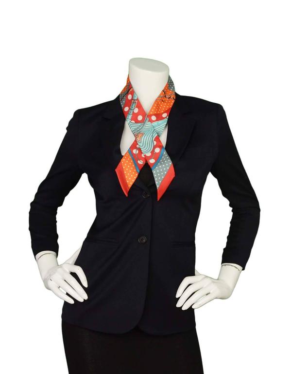 Hermes Orange Polka Dot Silk Twilly Scarf at 1stDibs