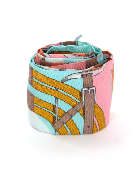 HERMES Twilly Bouclerie Moderne Modern Buckle silk scarf multicolor