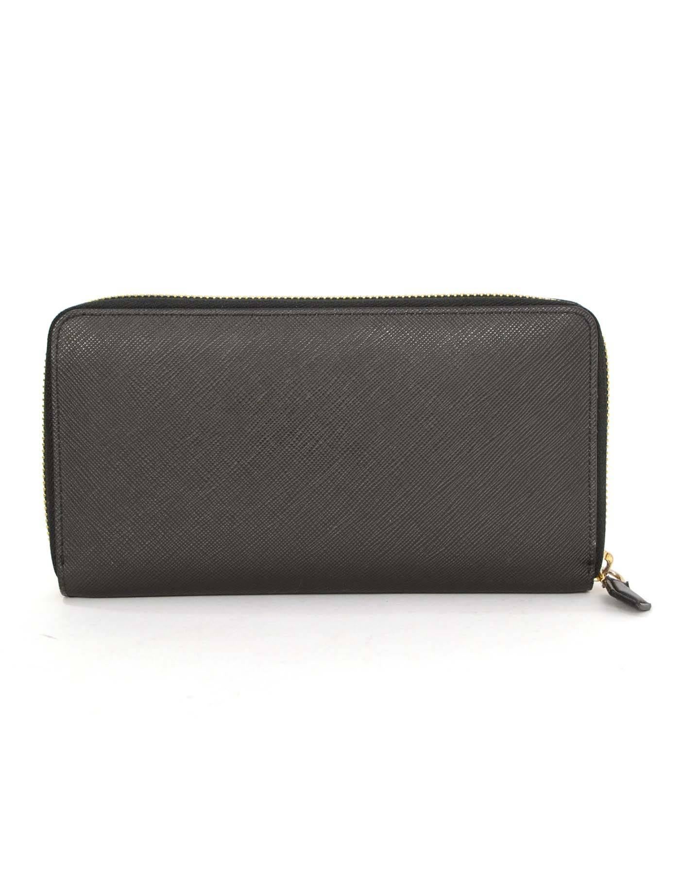 Givenchy Bambi Brieftasche mit Reißverschluss und Saffianomuster (Schwarz)