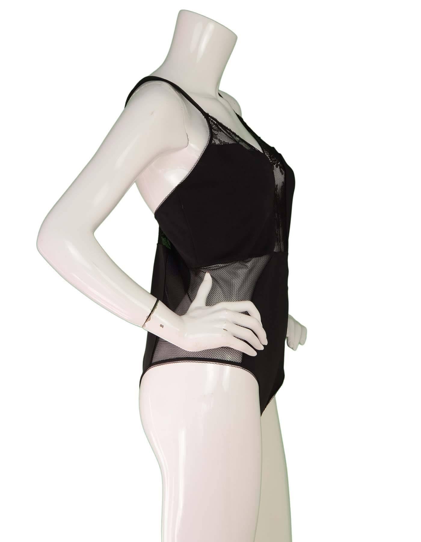 Stella McCartney NEW Lace & Spandex Bodysuit 
Features adjustable shoulder straps and lace and mesh panels
Made In: China
Color: Black
Composition: 93% polyamide, 7% elastane, Lace- 81% polyamide, 19% elastane, Mesh- 84% polyamide, 16%