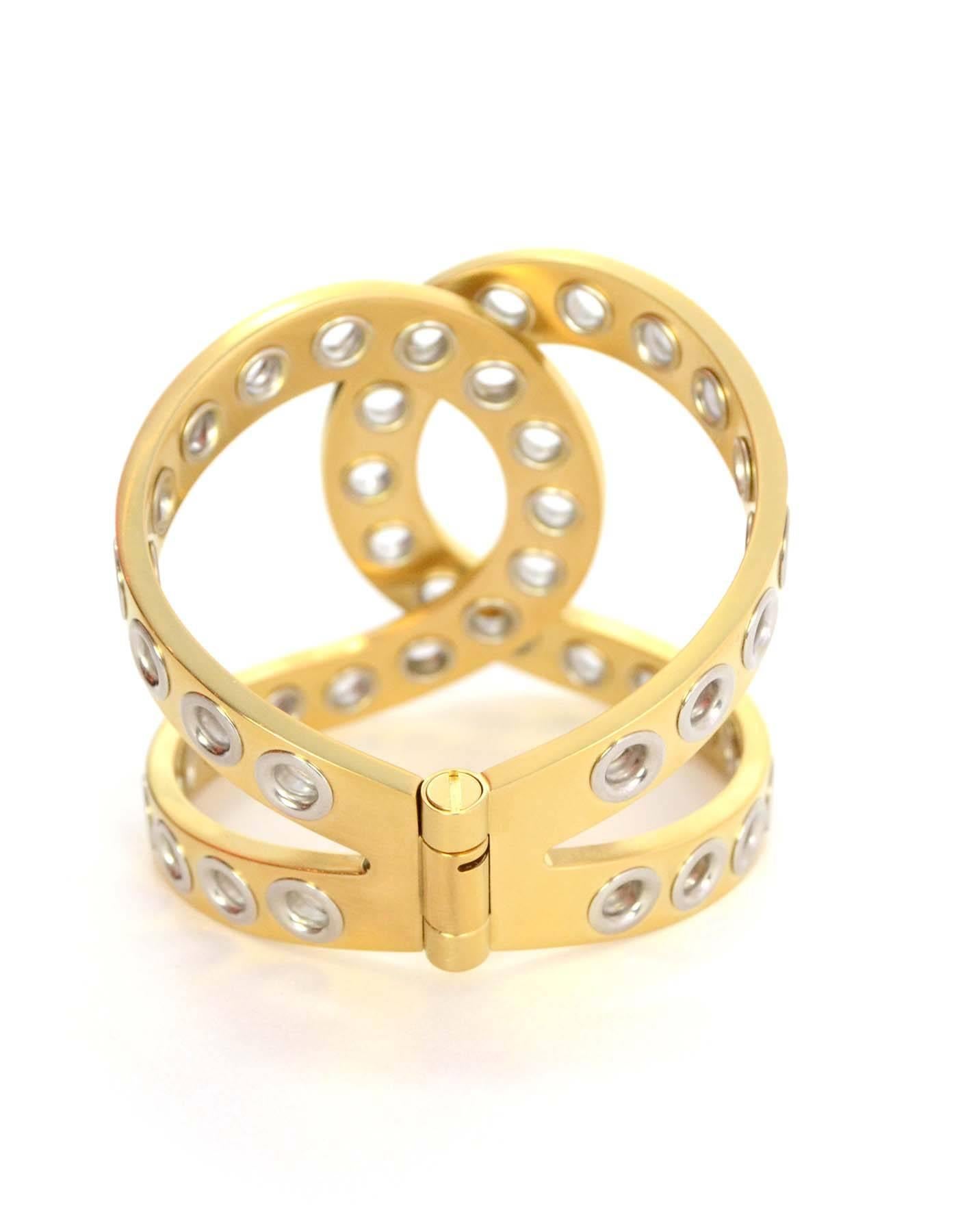 Chanel NEW '16 Gold & Silver Grommet Cuff In Excellent Condition In New York, NY