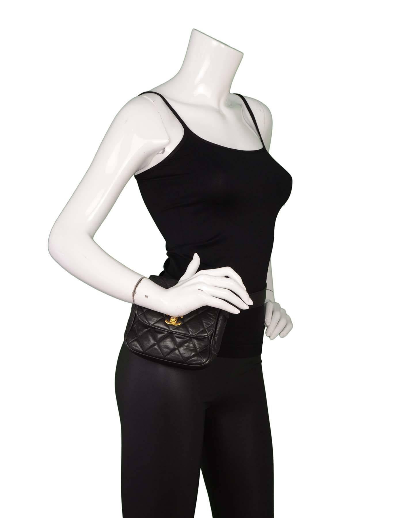 Chanel Black Quilted Flap Belt Bag sz 75 GHW 6