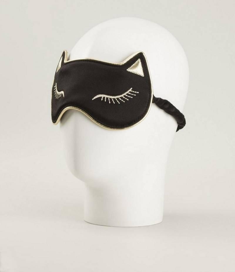 Charlotte Olympia Black Satin 'Cat Nap' Eye Mask and Clutch Set For