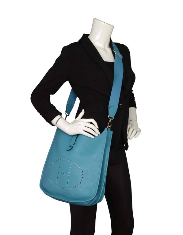 Hermès 2015 Turquoise Epsom Evelyne GM Bag · INTO