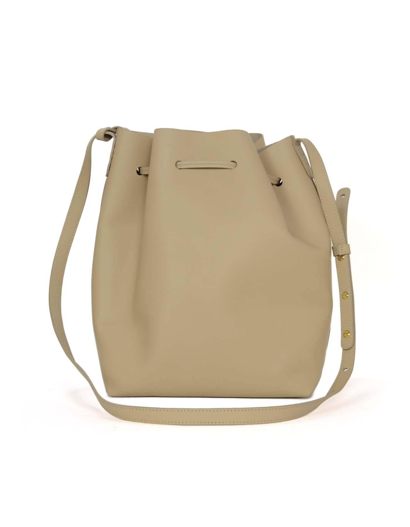 Mansur Gavriel Nude Large Drawstring Bucket Bag GHW In New Condition In New York, NY