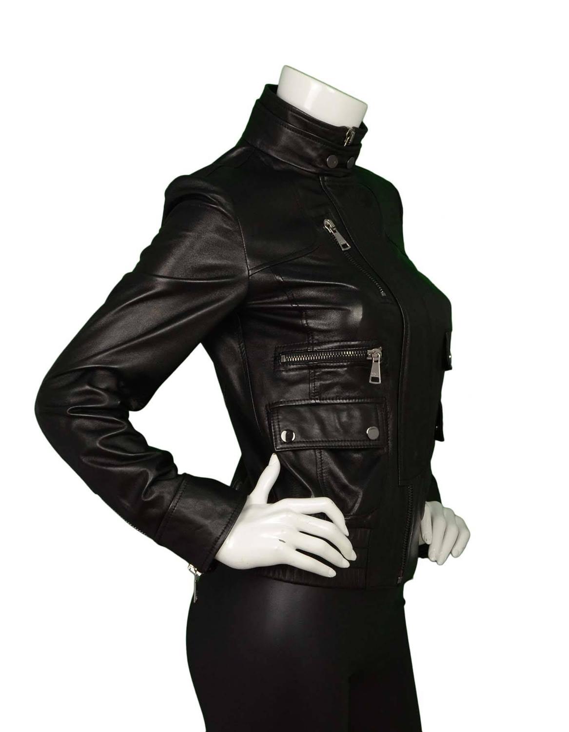 Dolce and Gabbana Black Leather Bomber Jacket sz 40 For Sale at 1stdibs