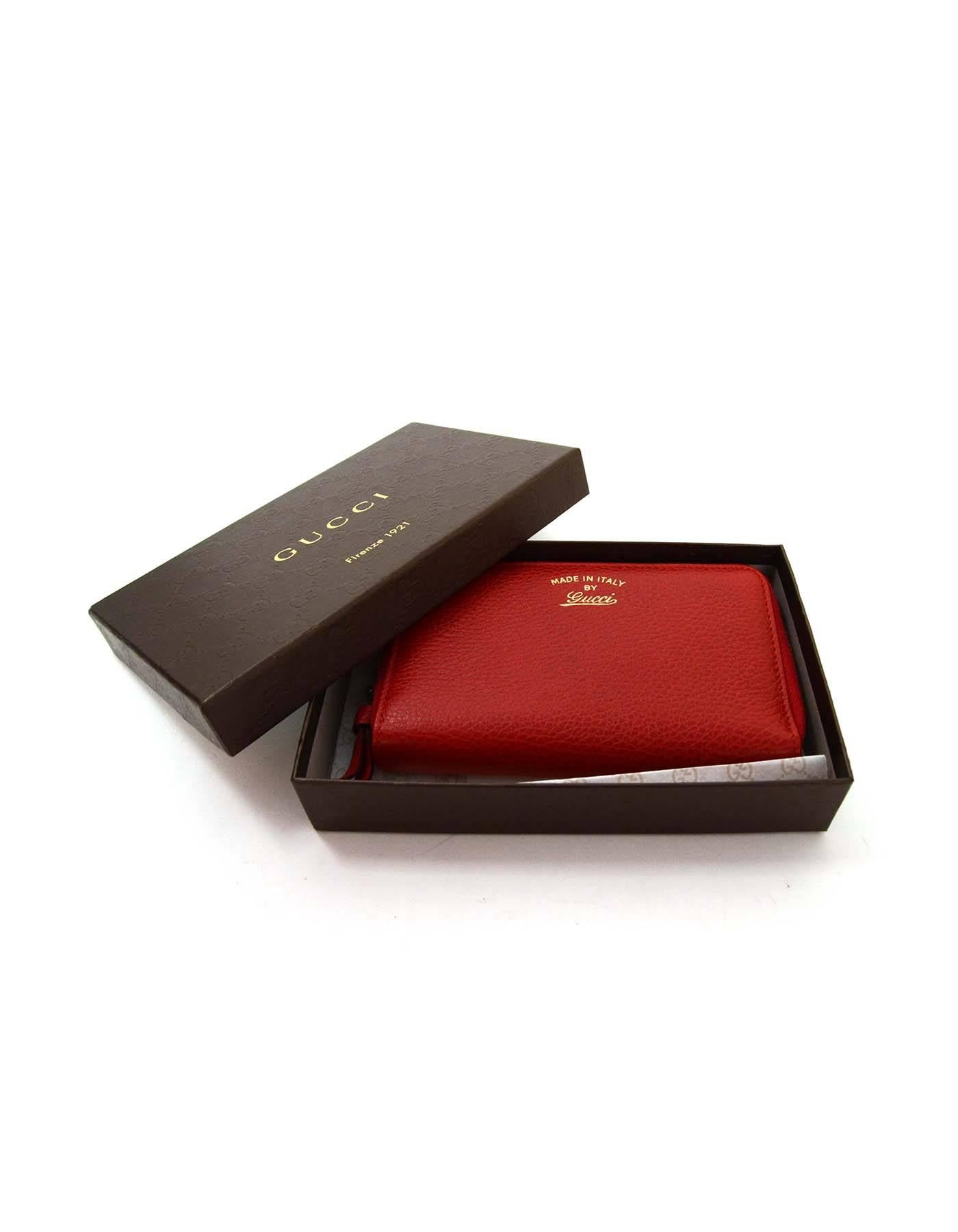 Gucci Red Leather Swing Zippy Wallet GHW 4