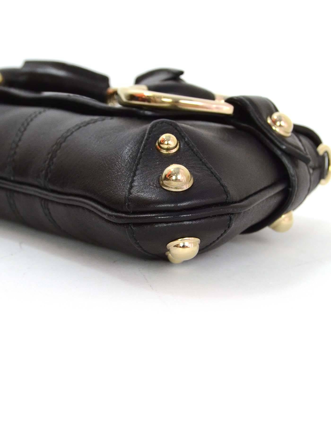 Gucci Black Leather Horsebit Clutch GHW In Excellent Condition In New York, NY