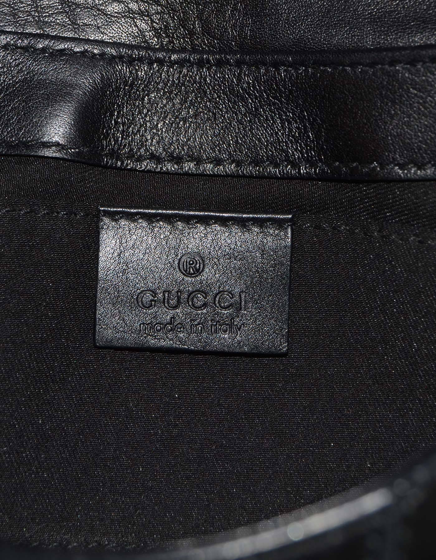 Gucci Black Leather Horsebit Clutch GHW 2
