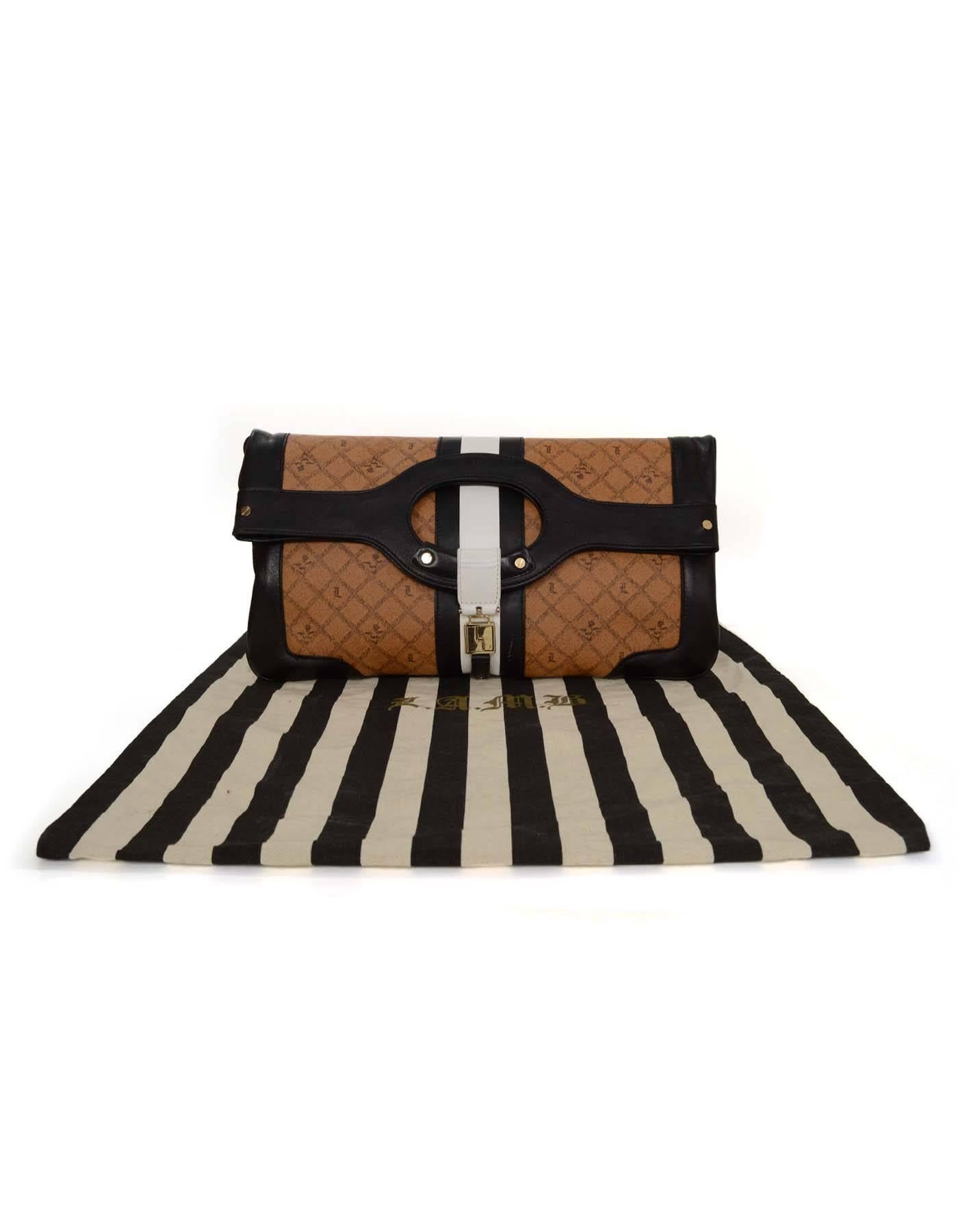 LAMB Black & Tan Monogram Clutch GHW 3