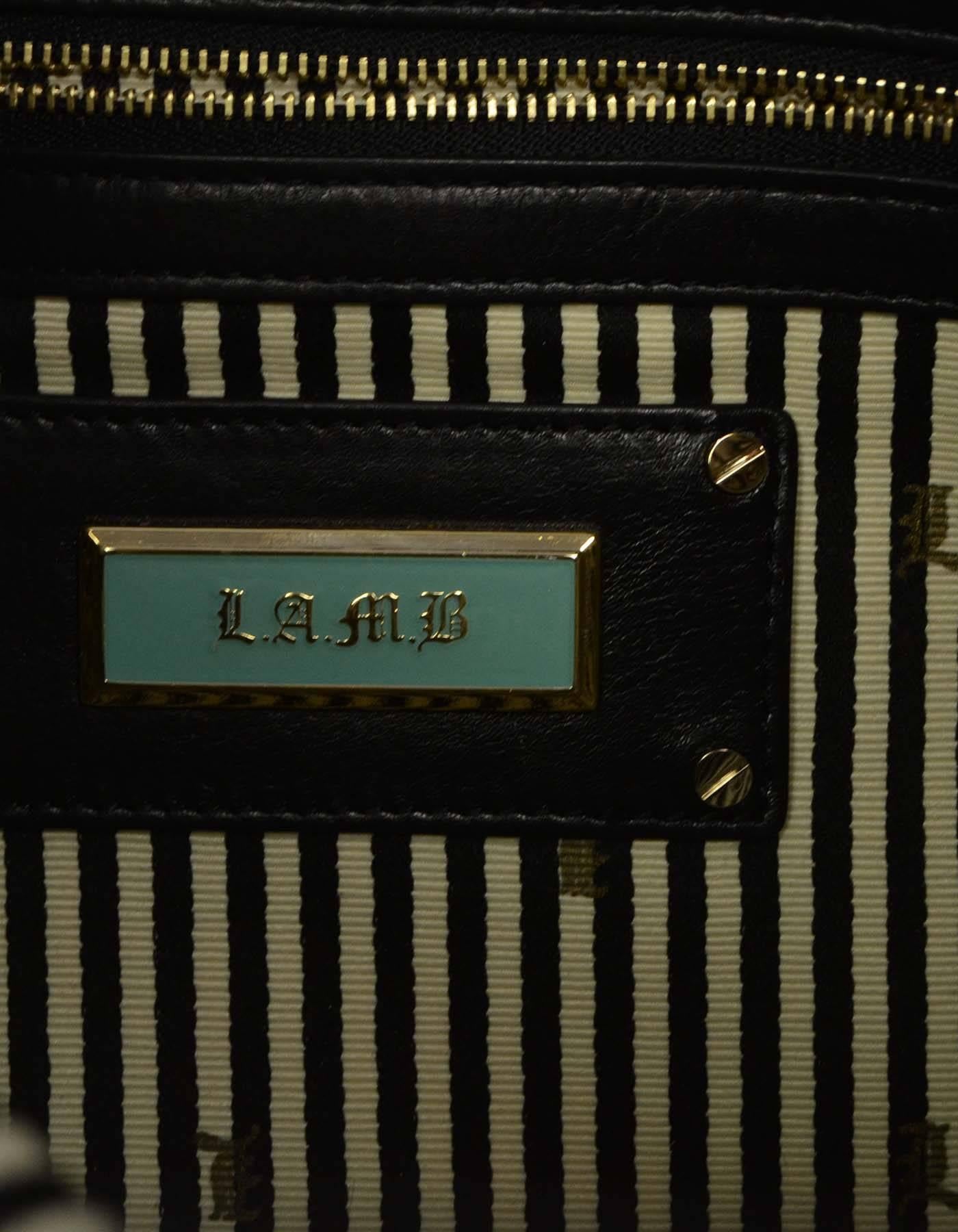LAMB Black & Tan Monogram Clutch GHW 1